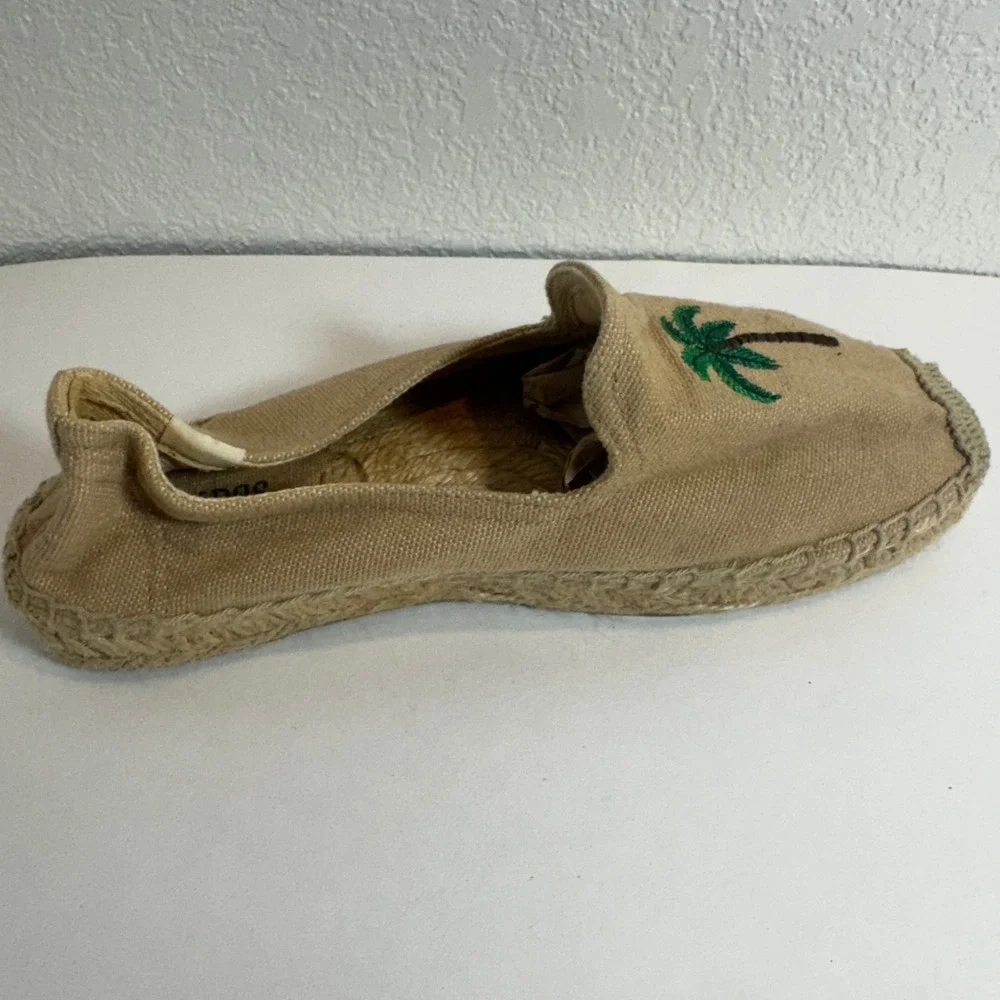 Soludos Espadrille Slip On Palm Tree Embroidered Shoes‎ Womens Size 7.5